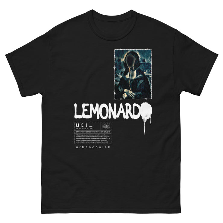 Lemonardo - Mona Lisa Barbed Wire Men's Heavyweight T-Shirt (Black)