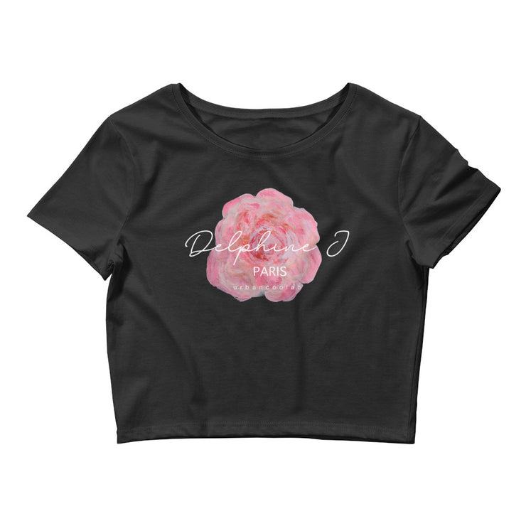 Delphine J - Pink Floral Crop T-Shirt (Black)