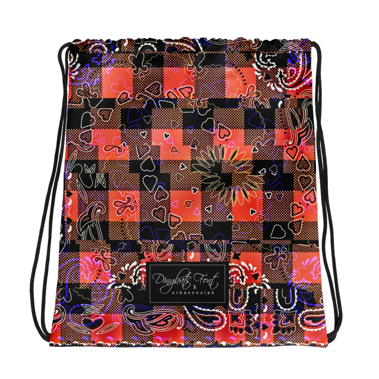 Psychedelic Paisley Drawstring Bag (Red)