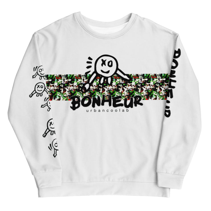 Bonheur -Bonheir Camo Stripe Unisex Sweatshirt (White)