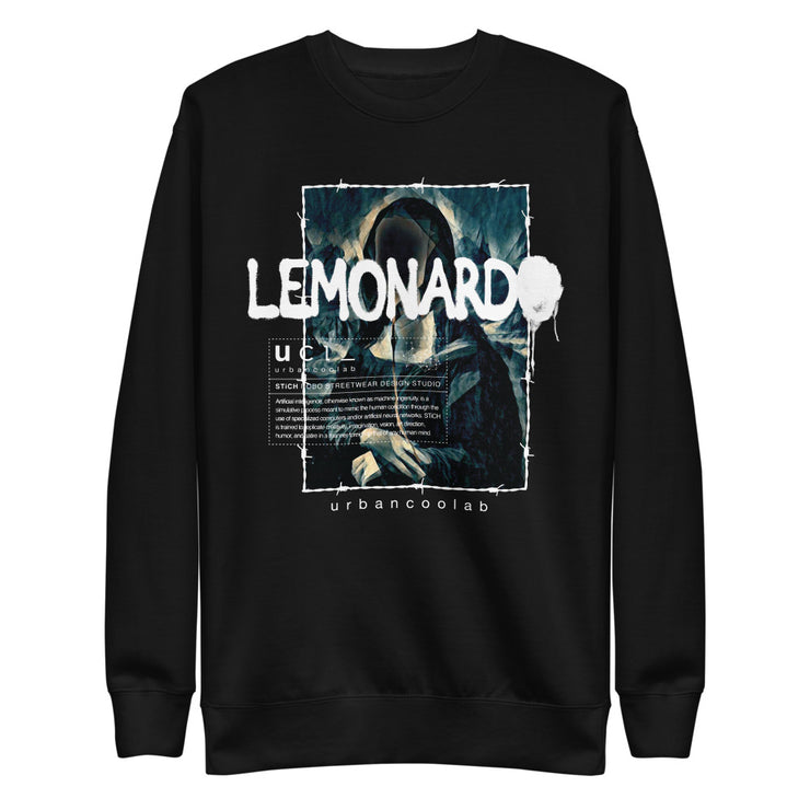 Lemonardo - Mona Lisa Barbed Wire Fleece Crewneck (Black)