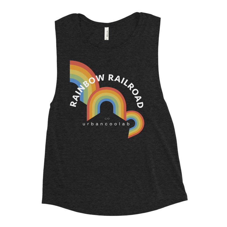 Rolling Rainbow Women's Muscle Tank (Black)
